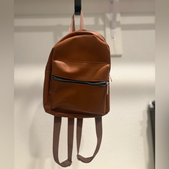 Handbags - Brown Faux Leather Backpack